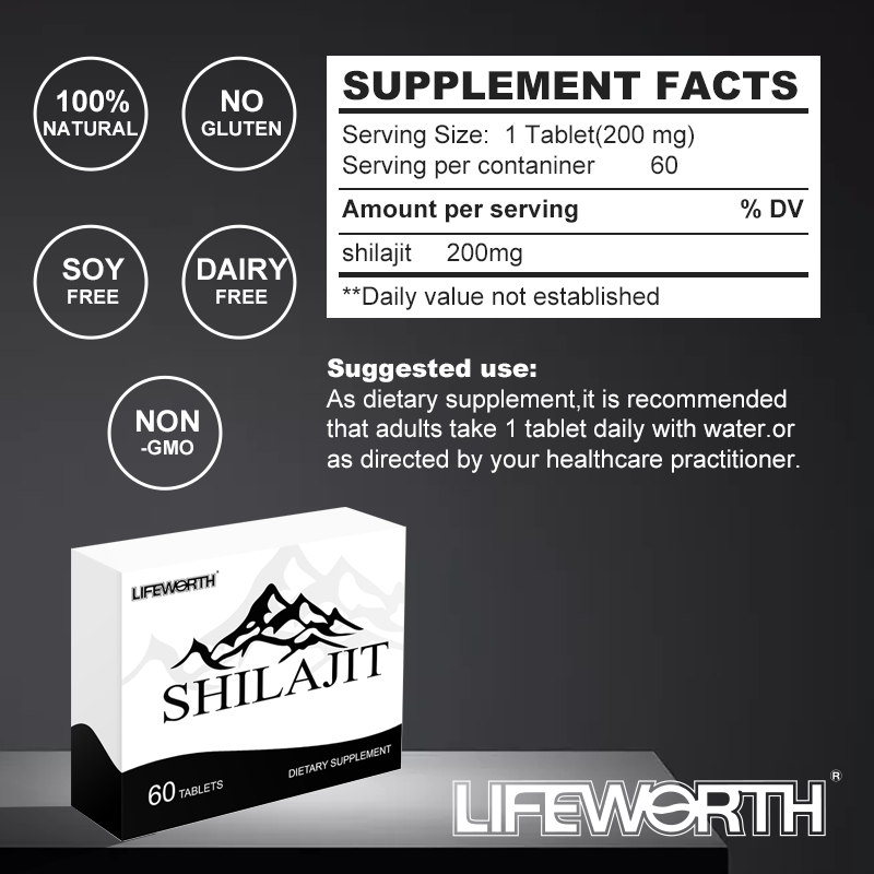 Pure Shilajit Tablets (200mg Each) from Himalayan Shilajit - Plant Derived Fulvic Minerals Support Metabolism and Immune System