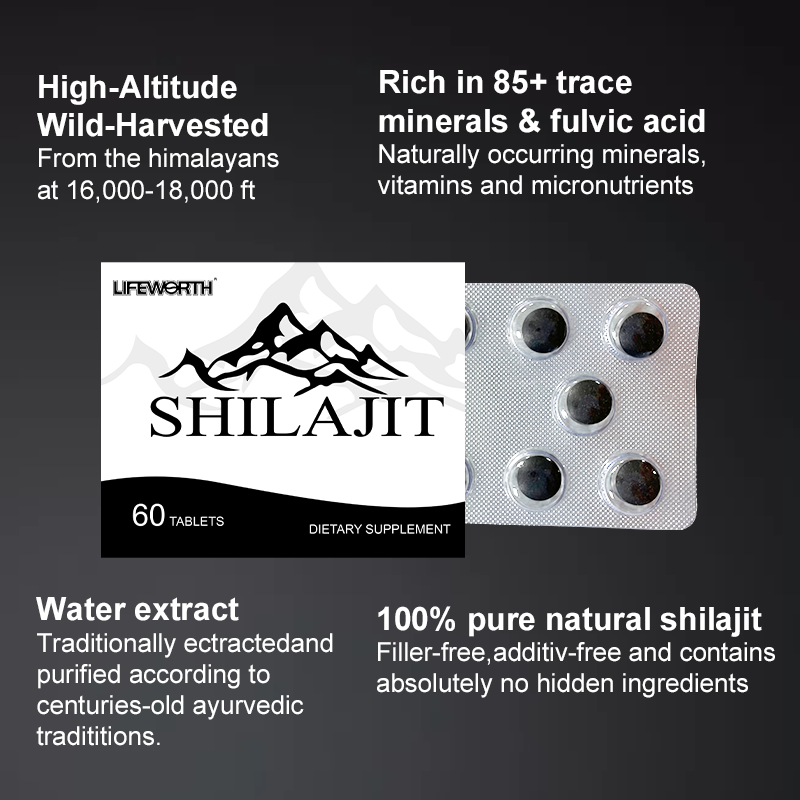 Pure Shilajit Tablets (200mg Each) from Himalayan Shilajit - Plant Derived Fulvic Minerals Support Metabolism and Immune System