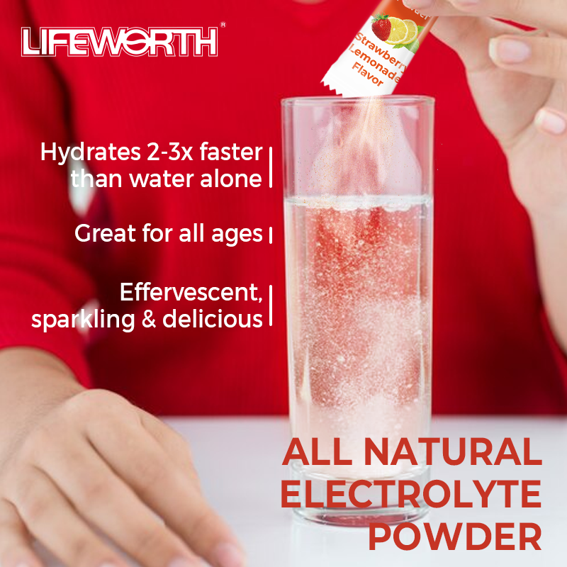 Lifeworth Effervescent Electrolytes Powder Sachets - 20 Flavoured Sticks - Rapid Rehydration - Prevent Dehydration - Achieve Optimal Hydration