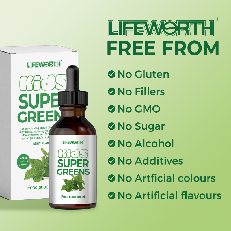 Lifeworth Blend Child Greens Spray - Children's Super Food Supplement with Vitamins, Minerals & Antioxidants | Junior Daily Nutrient Oral Spray for Kids' Health & Wellbeing | Mint Flavour