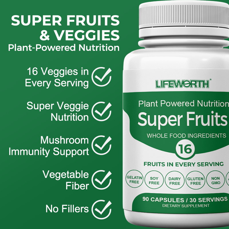 Super Greens Capsules Superfood Fruit Veggie Supplement - 28 Powerful Natural Ingredients with Alfalfa, Beet Root, Tart Cherry & Ginger for Immune & Energy Support, for Men Women, 60 Tablets